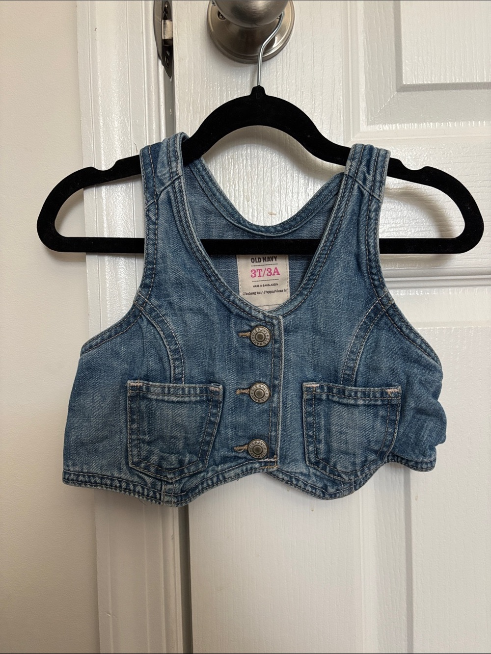 Old Navy Girls Denim Cropped Vest in Blue